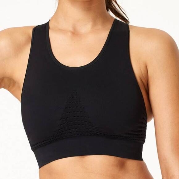 Sweaty Betty NWT Stamina Workout Bra Black Size S 4-6 Deep Underband Seamless - Picture 1 of 10